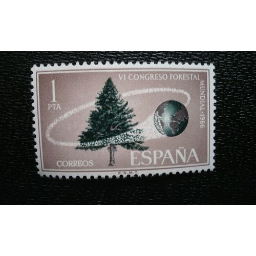 Timbre Espagne ( Yt 1385 ) 1966 Vième Congrès Mondial Des Forêts