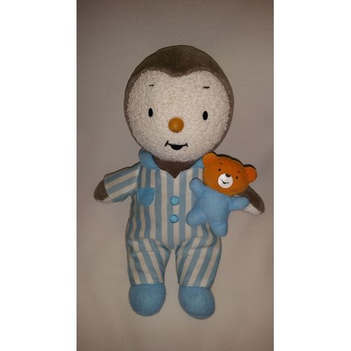 Doudou T'Choupi Jemini Luminou Peluche Tchoupi Bleu Rayé Blanc Gris Peluche Jouet Éveil Enfant Bebe T'Choupi & Doudou 28 Cm