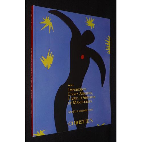 Christie'S - Importants Livres Anciens, Livres D'Artistes Et Manuscrits (20 Novembre 2007)