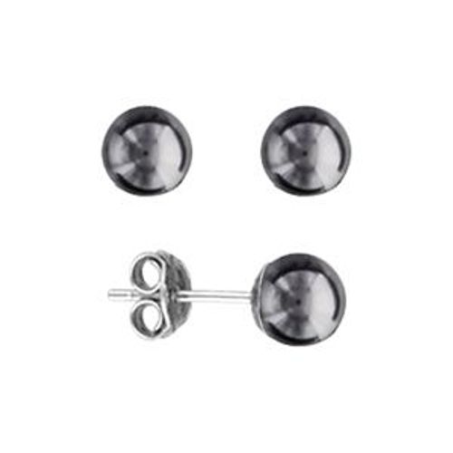 Boucles D&#39oreilles Tige Argent Rhodié Perle Imitation Grise 6mm