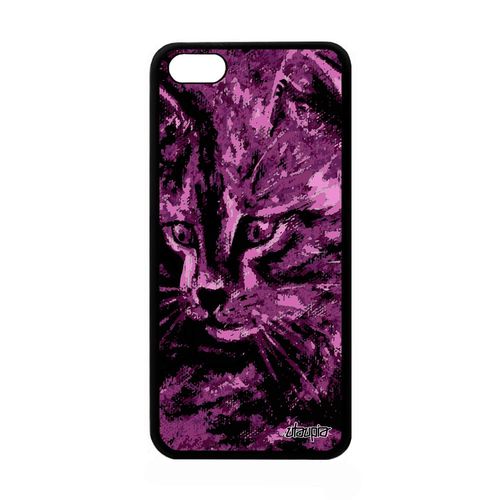 Coque Iphone 5c Silicone Chat Chaton Moustache Felin Fantaisie Rose Apple Iphone 5c