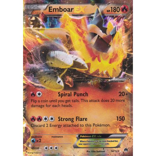 Carte Pokemon - Emboar Ex ( Roitiflam Ex ) - 14/122 - Ultra Rare - Xy9 Rupture Turbo - Version Anglaise -