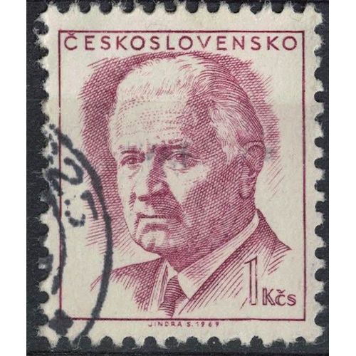 Tchécoslovaquie 1969 Oblitéré Used Ludvík Svoboda Ancien Président 1 Couronne Pourpre Su