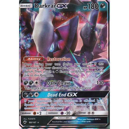 Carte Pokemon - Darkrai Gx - 88/147 - Ultra Rare - 180hp - Soleil Et Lune 3 Ombres Ardentes - Version Anglaise -