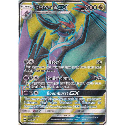 Carte Pokemon - Noivern Gx ( Bruyverne Gx ) - 141/147 - Ultra Rare En Full Art - Soleil Et Lune 3 - Ombres Ardentes - Version Anglaise -