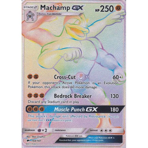 Carte Pokemon - Machamp Gx ( Mackogneur Gx ) - 154/147 - Secrete Rare - Soleil Et Lune 3 - Ombres Ardentes - Version Anglaise -