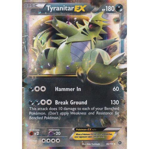 Carte Pokemon - Tyranitar Ex ( Tyranocif Ex ) - 42/98 - Ultra Rare - Xy7 Origines Antiques - Version Anglaise -
