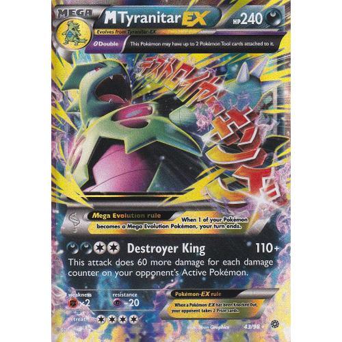 Carte Pokemon - Mtyranitar Ex ( Mega Tyranocif Ex ) - 43/98 - Ultra Rare - Xy7 Origines Antiques - Version Anglaise -