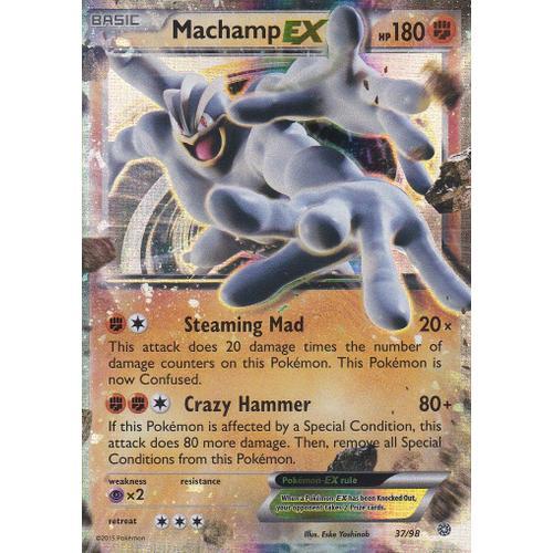 Carte Pokemon - Machamp Ex ( Mackogneur Ex ) - 37/98 - Ultra Rare - Xy7 Origines Antiques - Version Anglaise -
