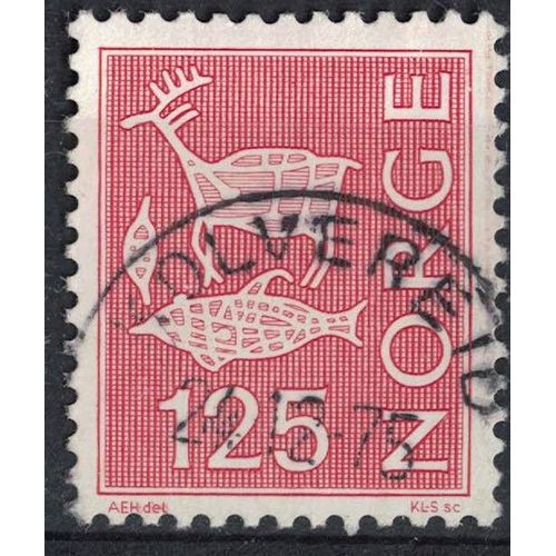 Norvège 1975 Oblitéré Used Animaux Stylisés Art Rupestre 125 Ore Rouge Su