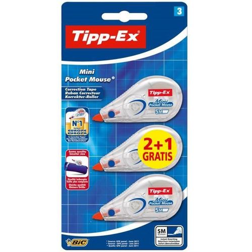 Bic Tipp-Ex Mini Pocket Mouse Rubans Correcteurs Standard 2 + 1 Gratuit