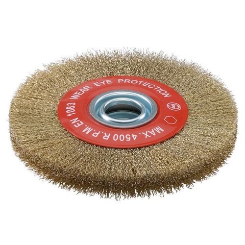 Sidamo - Brosse circulaire pour touret en acier laitonné Ø200x25x38 avec bagues
