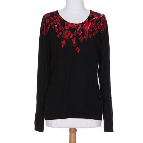 Pull Paul Brial Hiver Coquelicots Fond Noir T4