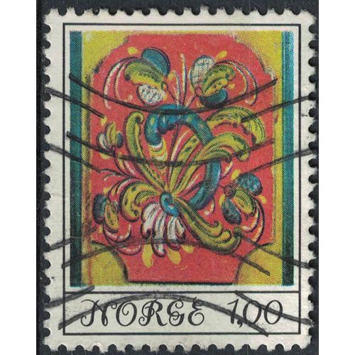 Norvège 1974 Oblitéré Used Rosette Painted Cupboard Détail D'une Armoire Peinte Su