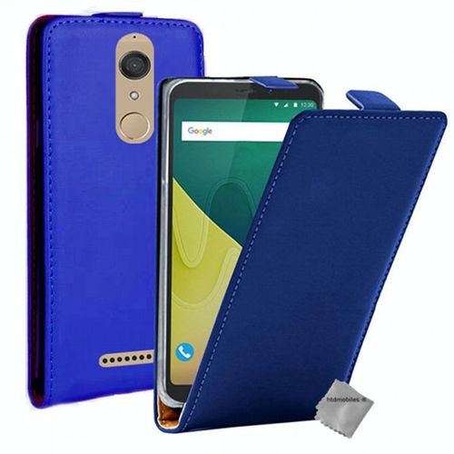 Housse Etui Coque Pochette Pu Cuir Fine Pour Wiko View + Film Ecran - Bleu