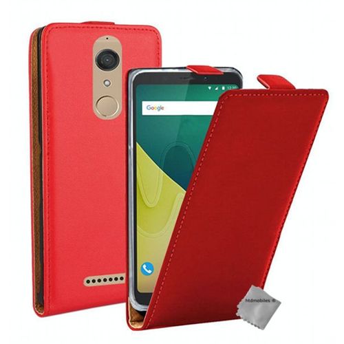 Housse Etui Coque Pochette Pu Cuir Fine Pour Wiko View + Film Ecran - Rouge