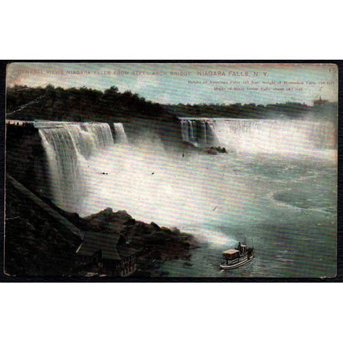 Carte Postale Ancienne, États Unis - U S A, Niagara Falls, General Views Nigara Falls From Steel Arch Bridge