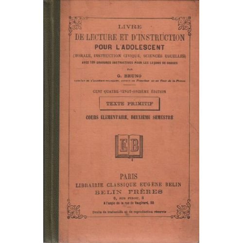 Livre De Lecture Et D'Instruction Pour L'Adolescent