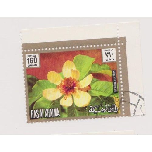 Timbre Ras Al Khaima Émirats Arabes Unis Fleur Magnolia Tripetala 160