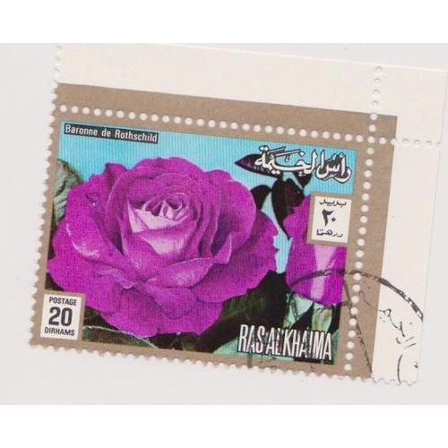 Timbre Ras Al Khaima Émirats Arabes Unis Fleur Fleurs Rose Baronne De Rothschild 20