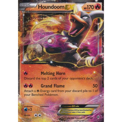 Carte Pokemon - Houndoom Ex ( Demolosse Ex ) - 21/162 - Ultra Rare - Xy8 - Impulsion Turbo - Version Anglaise -