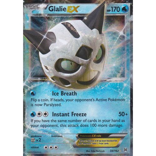 Carte Pokemon - Glalie Ex ( Oniglali Ex ) - 34/162 - Xy8 Impulsion Turbo - Version Anglaise -