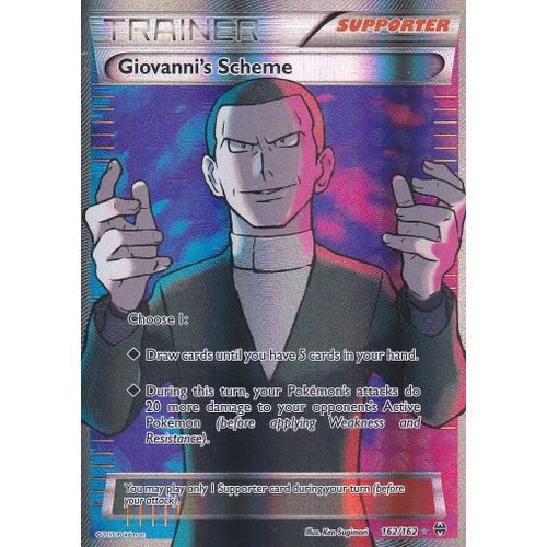 Carte Pokemon Dresseur - Giovanni's Scheme ( Combine De Giovanni ) - 162/162 - Ultra Rare - Xy8 Impulsion Turbo - Version Anglaise -