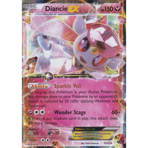 Carte Pokemon - Diancie Ex - 72/124 - Ultra Rare - Xy10 Impact Des Destins - Version Anglaise -