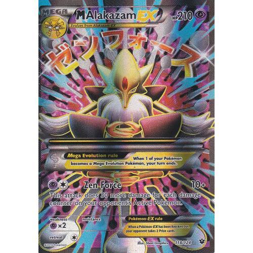 Carte Pokemon - Malakazam Ex ( Mega Alakazam Ex ) - 118/124 - Ultra Rare En Full Art - Xy10 Impact Des Destins - Version Anglaise -
