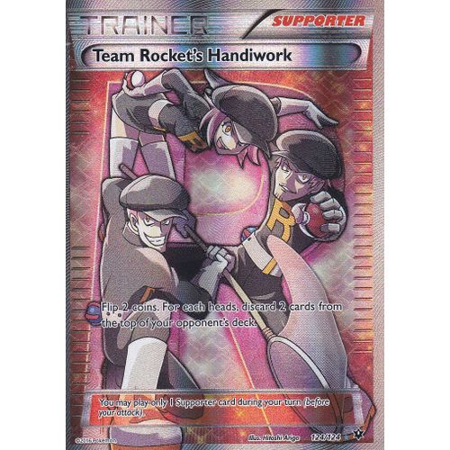 Carte Pokemon - Dresseur - Team Rocket's Handiwork ( Mefait De La Team Rocket ) - 124/124 - Ultra Rare - Xy10 Impact Des Destins - Version Anglaise -