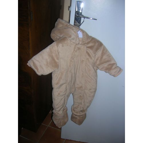 Combinaison Canari À Capuche Et Chaussons Polyester 3 Mois Beige