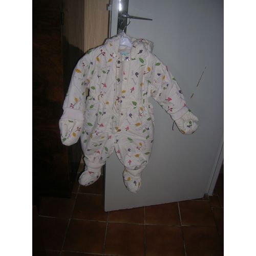Combinaison Du Pareil Au Même À Capuche Amovible,Moufles Et Chaussons Coton 12 Mois Multicolore