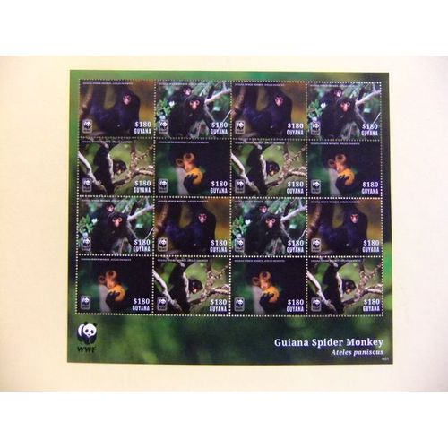 Guyana Guyane 2014 W.W.F Spider Monkey Mono Araña Yvert ** Mnh