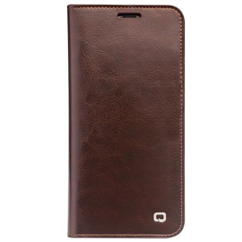 Etui Premium Qialino En Cuir Iphone X Coloris Marron Lisse