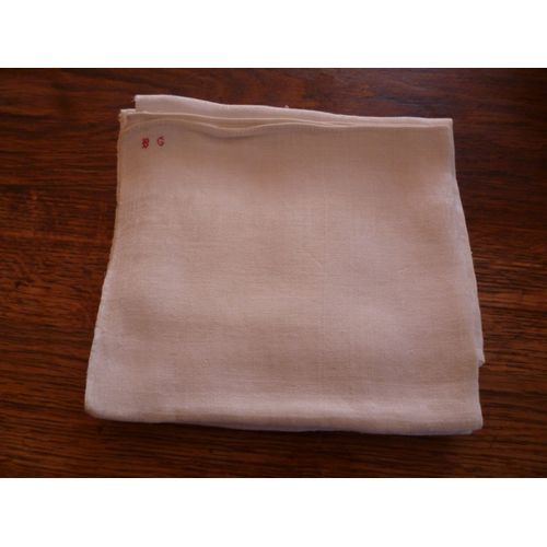 Lot De 3 Serviettes De Table Blanches En Coton Damassé Avec Anagramme Bg.76cmx50cm