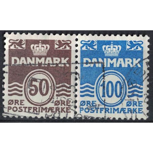 Danemark 1983 Lot 2 Oblitérés Used Wavy Lines Lignes Ondulées Lions Héraldiques Su