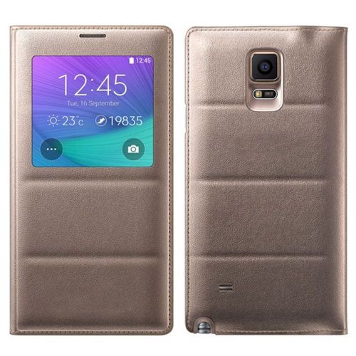Etui A Rabat Samsung Galaxy Note 4 Or Gold Folio Cuir Simili (Pu)