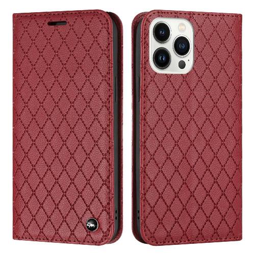 Étui Pour Iphone 14 Pro Max Affaires Titulaire De Fentes Pour Cartes Flip Coquille Magnétique Portefeuille - Rouge