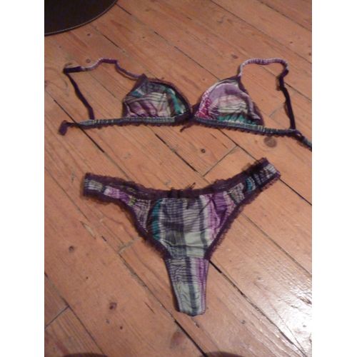 Ensemble Lingerie (Sg&#43tanga) Princesse Tam.Tam 85b Prune À Carreaux