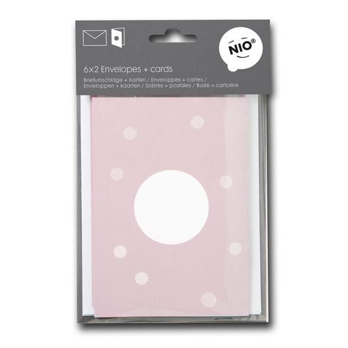 Enveloppe Et Carte Rose (6 Ensembles) - Nio