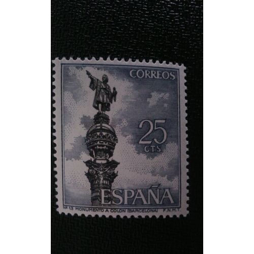 Timbre Espagne ( Yt 1306 ) 1965 Columbus Monument, Barcelone