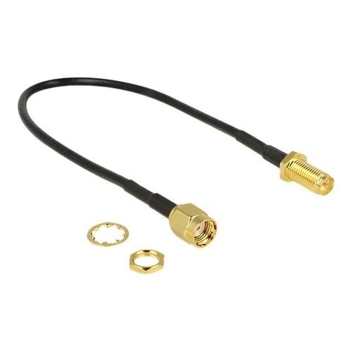 Delock - Câble d'antenne - RP-SMA (F) pour RP-SMA (M) - 20 cm - RG-174 - noir
