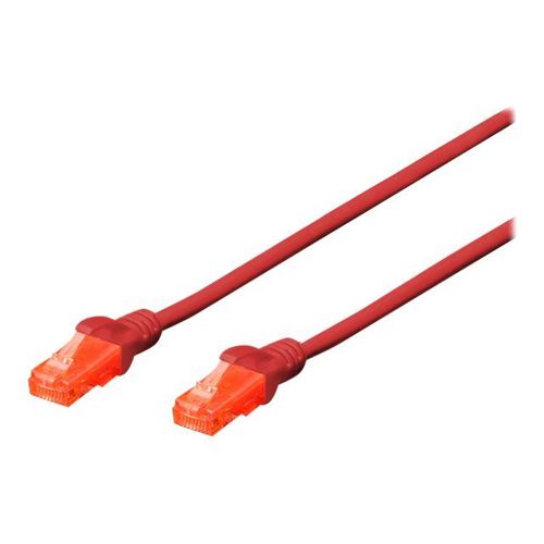 DIGITUS Professional - Cordon de raccordement - RJ-45 (M) pour RJ-45 (M) - 10 m - UTP - CAT 6e - IEEE 802.3 - sans halogène, moulé, sans crochet - rouge