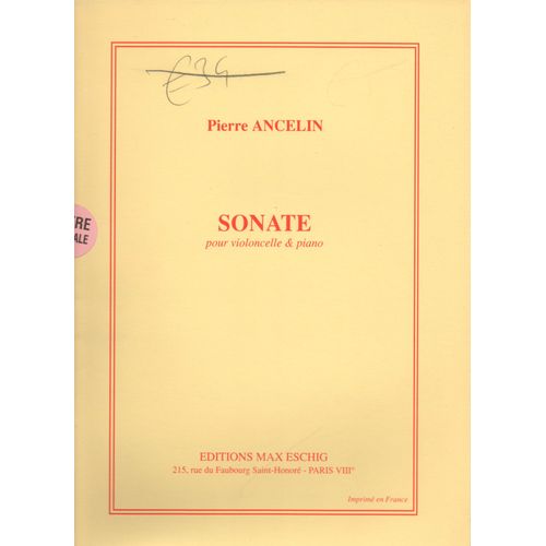 Pierre Ancelin - Sonate Pour Violoncelle Et Piano