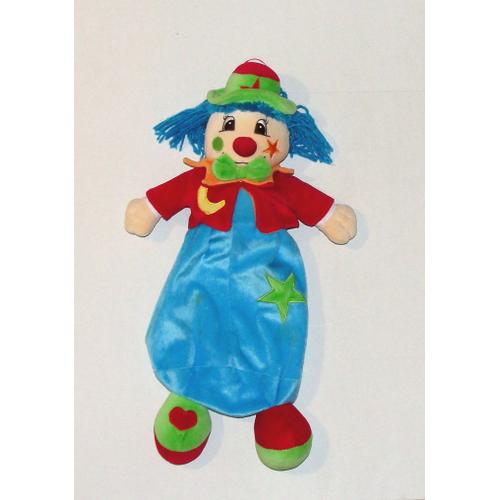 Clown Range Pyjama Cmp Peluche Doudou Clown Rouge Bleu Etoile 47 Cm