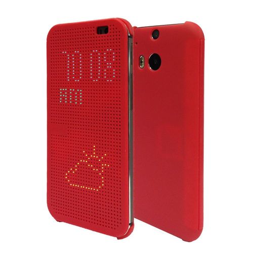 Etui A Rabat Htc One M8 Flip Rouge Cover Leather Silicone Semi-Rigide (Tpu)