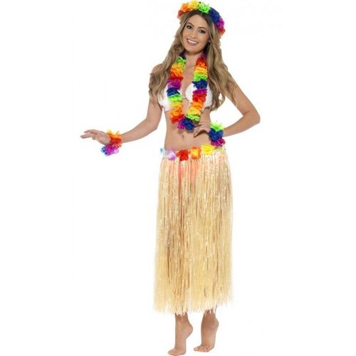 Set Hawaien Avec Collier, Bandeau Et Poignets À Fleurs