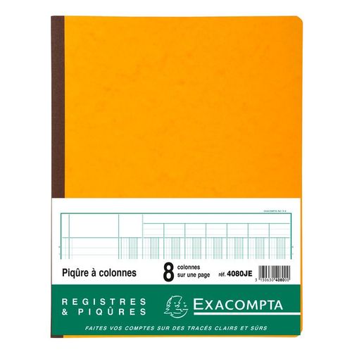 Exacompta Piqûre 32/25 8 Colonnes 80p. Jaune