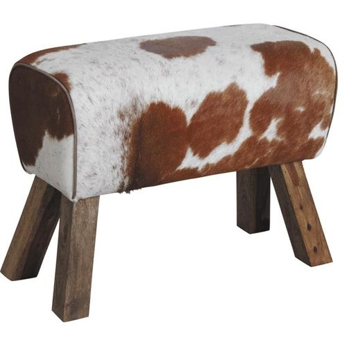 Tabouret En Peau De Vache Et Bois