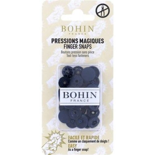 Pressions Magiques - Boîte De 8 Boutons Pression Sans Pince 13 Mm - Bohin Bleu Marine